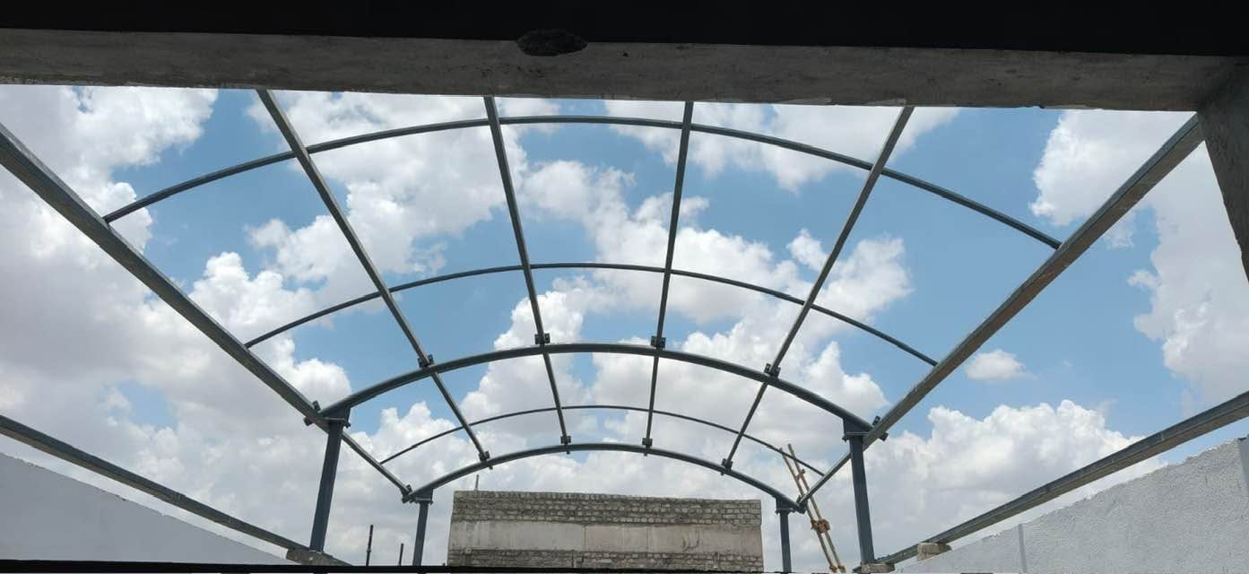 Curved steel roof frame built by Sri Krishna Iron Works at SRM College, Trichy