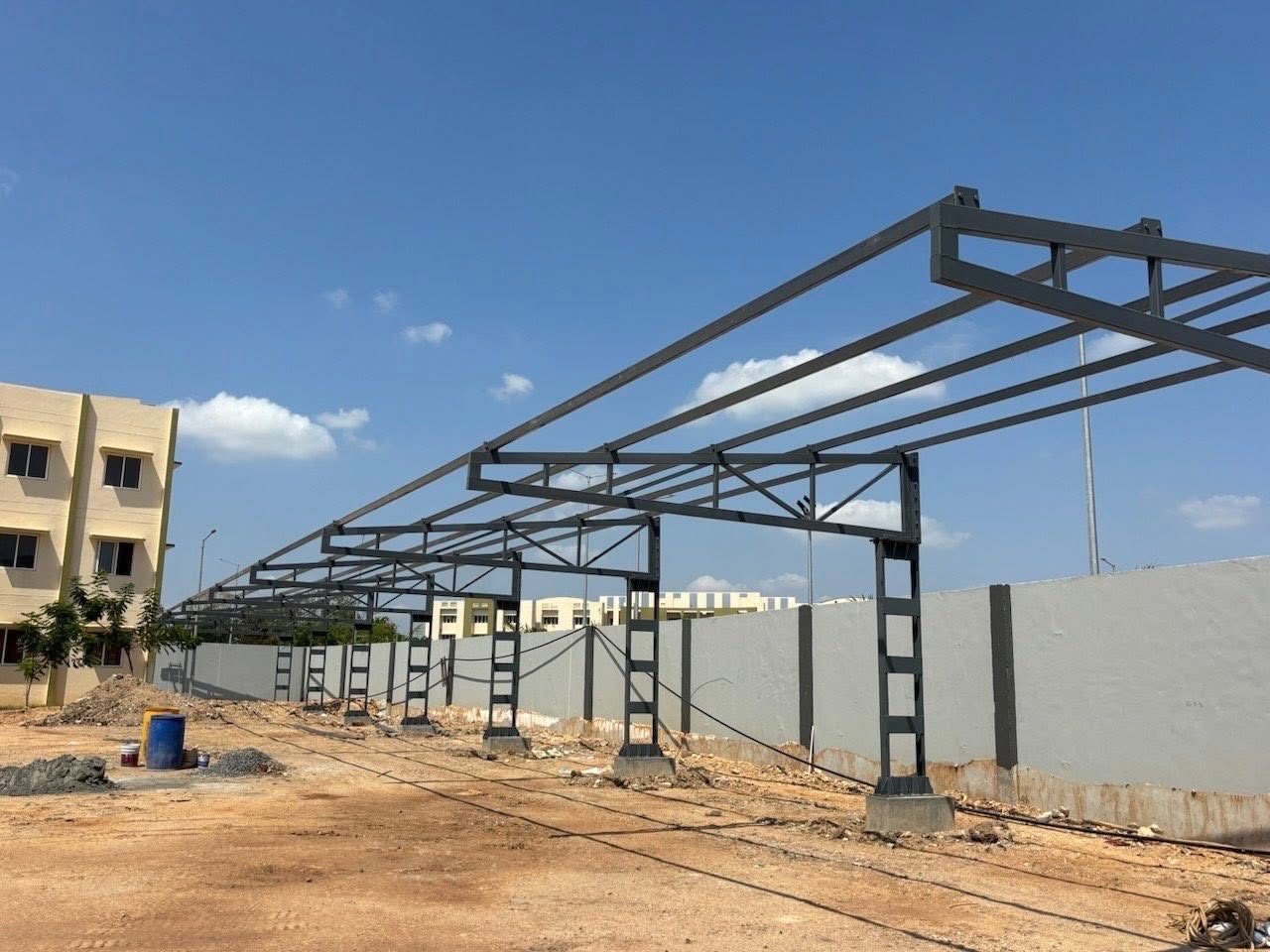 Steel canopy structure built by Sri Krishna Iron Works at Velammal IB School