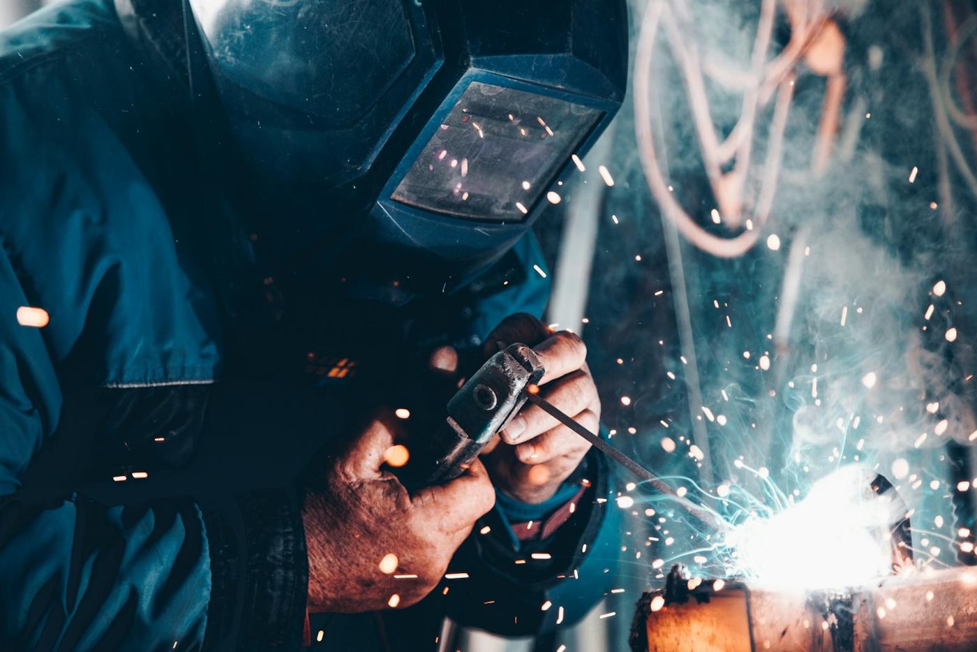 Welding during structural steel fabrication